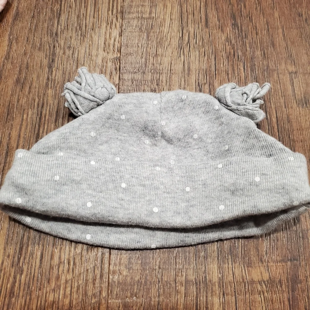 Carters Baby Cotton Matching Set Pink Gray Bear Bodysuit Polka Dot Leggings Hat